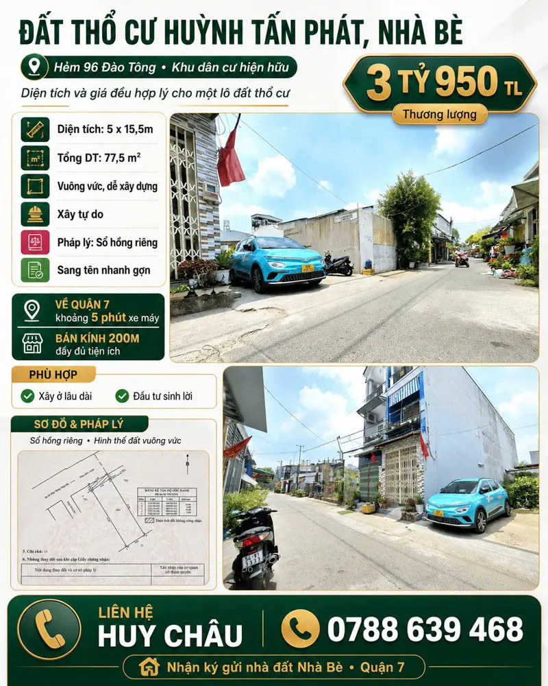 3 Tỷ 950 Có Ngay Lô Đất Hẻm Xe Hơi 8M 5.5X15