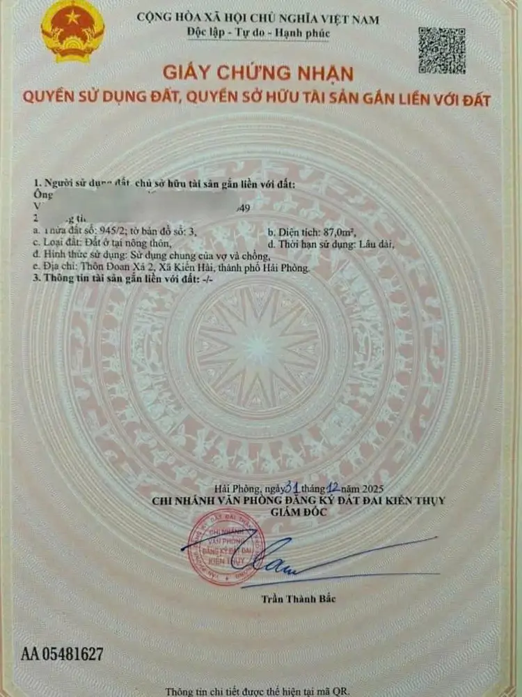Bán Đất Đoan Xá 2 - Đoàn Xá - Kiến Thụy - Hải Phòng