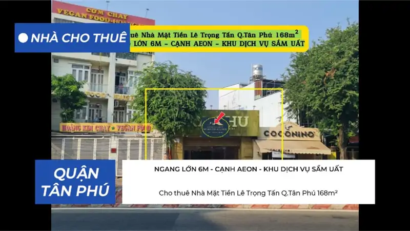 Cho Thuê Nhà Mặt Tiền Lê Trọng Tấn Q.tân Phú 168M² - Gần Aeon - ảnh 1