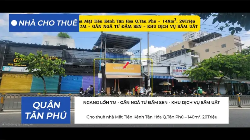 Cho Thuê Nhà Mặt Tiền Kênh Tân Hóa Q.tân Phú–140m², 20Triệu - ảnh 1