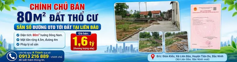 Chính Chủ Bán 80M2 Đất Thổ Cư Sẵn Sổ Đường Oto Tới Đất Tại Liên Bão