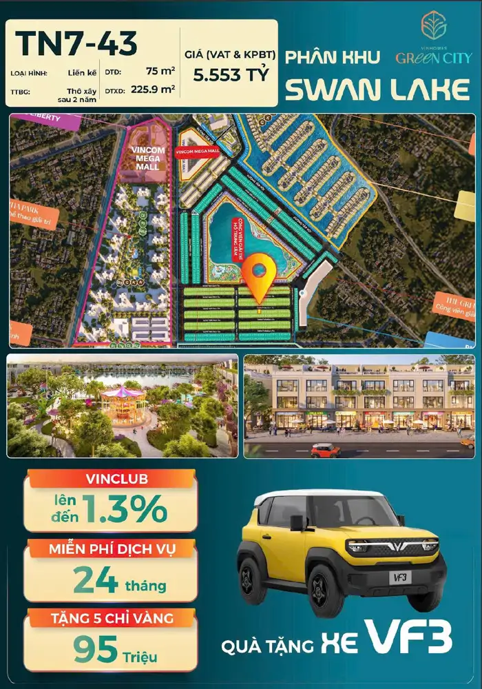 Hot - Vốn Hơn 700Tr Giỏ Hàng Swan Lake – Vinhomes Green City
