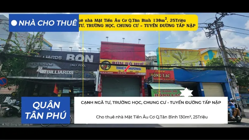 Cho Thuê Nhà Mặt Tiền Âu Cơ Q.tân Bình 130M², 25Triệu, Cạnh Trường Học, Chung Cư