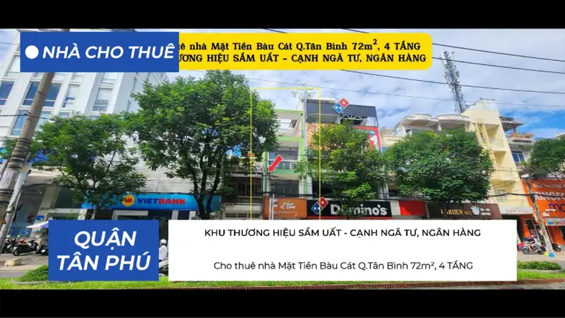 Cho Thuê Nhà Mặt Tiền Bàu Cát Q.tân Bình 72M², 4Tầng - Cạnh Ngân Hàng