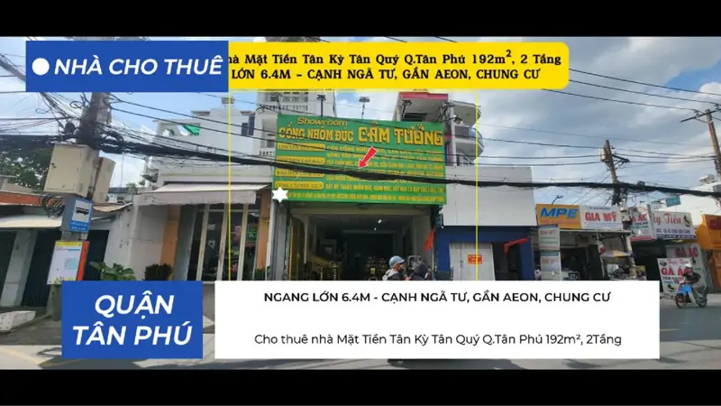 Cho Thuê Nhà Mặt Tiền Tân Kỳ Tân Quý Q.tân Phú 192M², 2Tầng- Cạnh Ngã Tư-Gần Aeon - ảnh 1