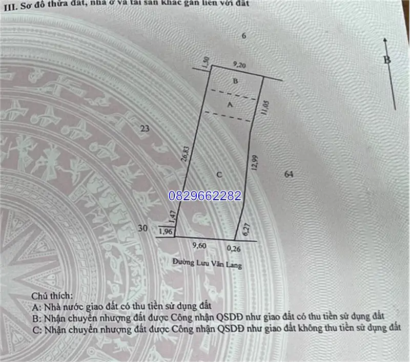 Bán Đất Thổ Cư P.2 Tp Sa Đéc, Lưu Văn Lang 243M2 Sổ Hồng Hướng Nam. Giá 2.65 Tỷ