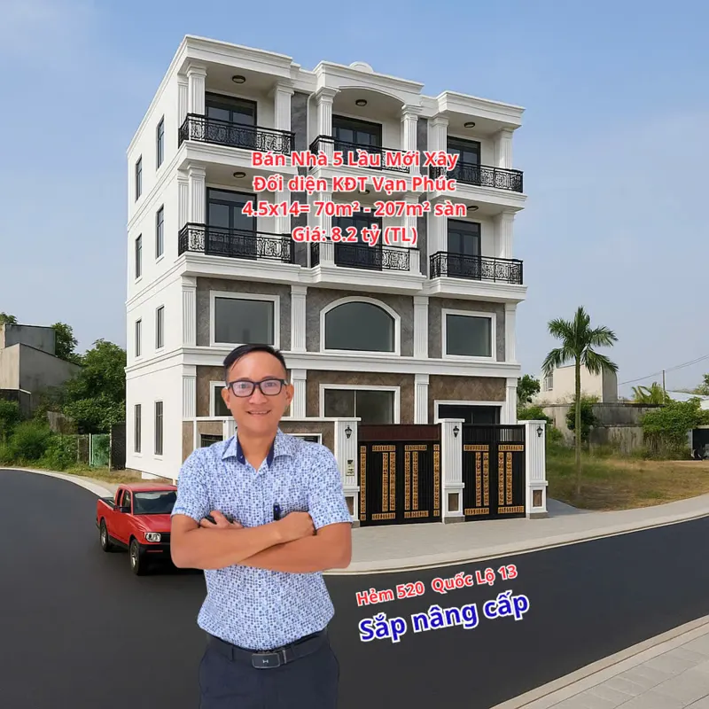 Bán Nhà 5 Lầu Mới Xây Ngay Vạn Phúc - Hẻm 520 Quốc Lộ 13 - Hiệp Bình Phước - Tp Thủ Đức