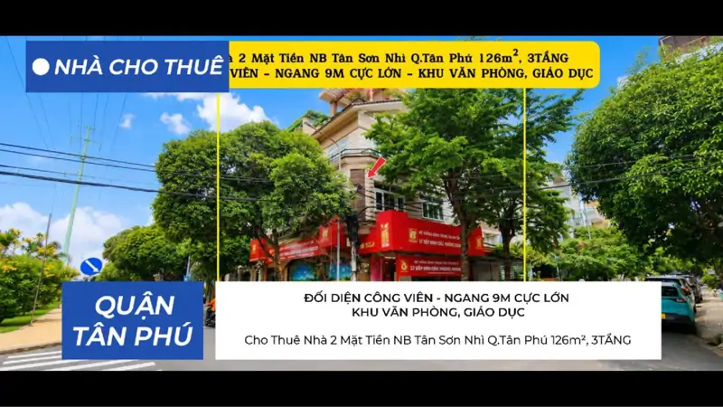 Cho Thuê Nhà 2 Mặt Tiền Nb Tân Sơn Nhì Q.tân Phú 126M², 3Tầng - Ngang 9M Cực Lớn - Khu Văn Phòng, - ảnh 1