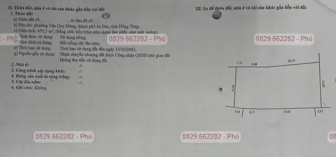 Bán Đất Thổ Cư 864M2 Sổ Hồng Nguyễn An Ninh, Tân Quy Đông, Sa Đéc. Giá 2.5 Tỷ