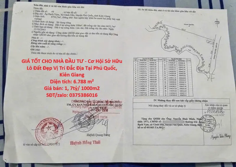 Giá Tốt Cho Nhà Đầu Tư - Cơ Hội Sở Hữu Lô Đất Đẹp Vị Trí Đắc Địa Tại Phú Quốc, Kiên Giang