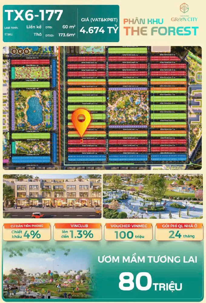 Nhỉnh 800 Triệu Có Ngay Siêu Phẩm Liền Kề Tx6-177 The Forest – Vinhomes Green City