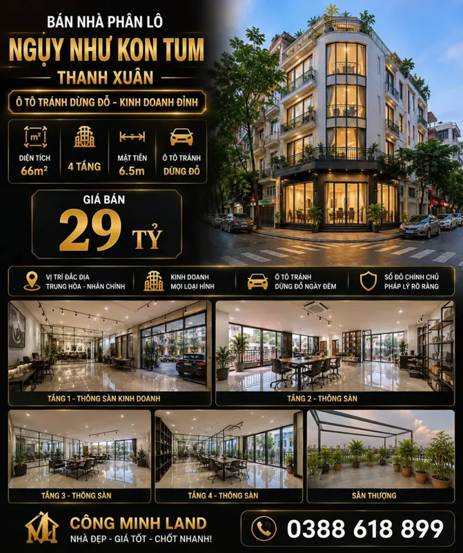 Bán Nhà Pl Ngụy Như Kon Tum - Thanh Xuân - Ô Tô Tránh - Kd - 66M2 - 4 Tầng - Mt 6.5M - 29 Tỷ
