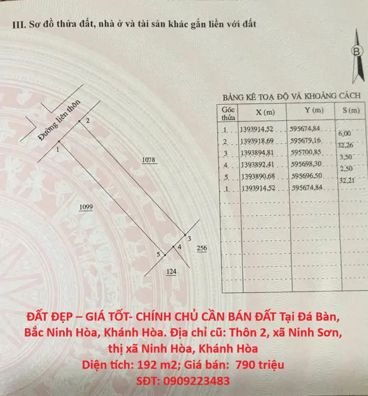 Đất Đẹp – Giá Tốt- Chính Chủ Cần Bán Đất Tại Đá Bàn, Bắc Ninh Hòa, Khánh Hòa