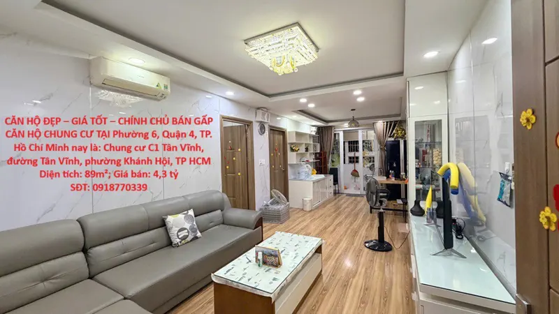 Căn Hộ Đẹp – Giá Tốt – Chính Chủ Cần Bán Gấp Căn Hộ Chung Cư Tại Phường 6, Quận 4, Tp. Hồ Chí Minh