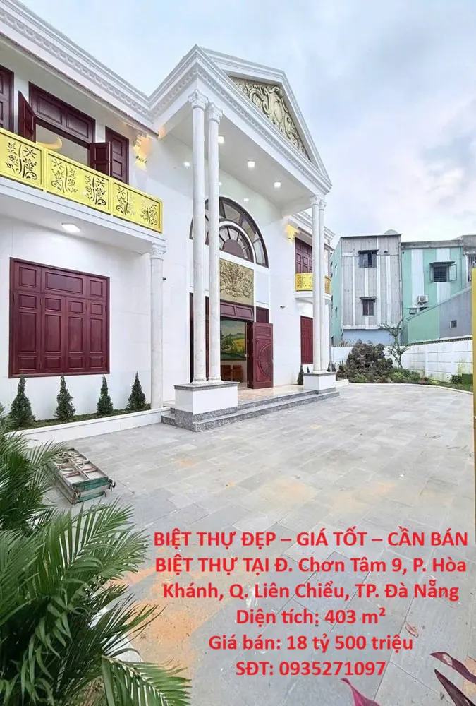 Biệt Thự Đẹp – Giá Tốt – Cần Bán Biệt Thự Tại Đ. Chơn Tâm 9, P. Hòa Khánh, Q. Liên Chiểu, Tp. Đà