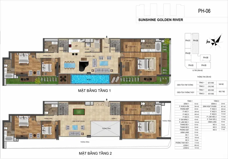 Bán Ph 6Pn Sunshine Golden River – 494M2 Ban Công 81,9M² View Hồ Tây & Công Viên Ciputra