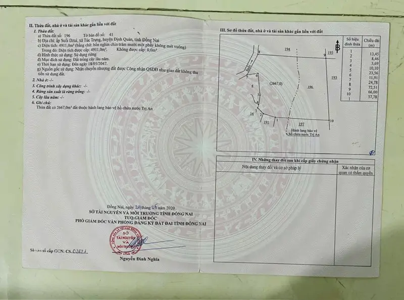 Đất Đẹp - Đầu Tư Sinh Lời - Chính Chủ Cần Bán Lô Đất Tại Xã Túc Trưng, Định Quán, Đồng Nai
