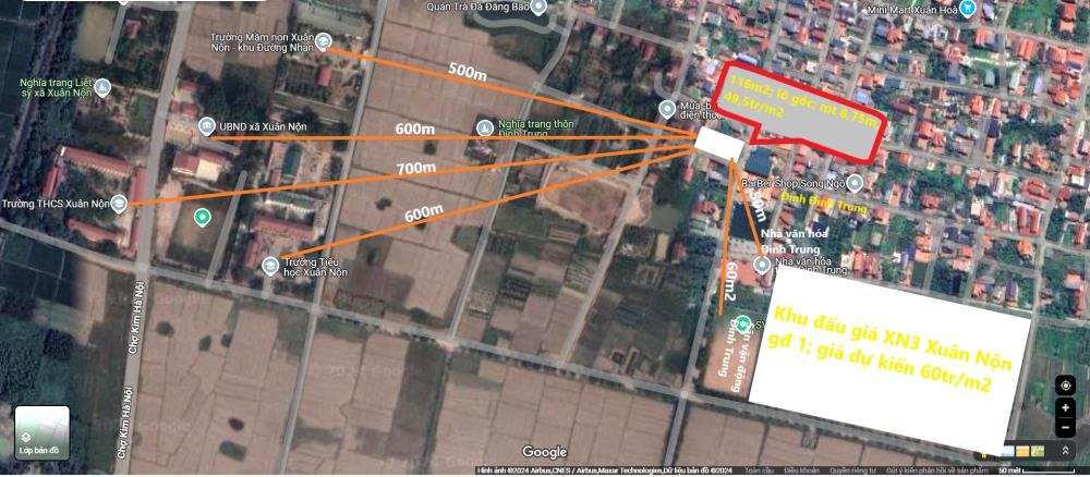 Bán Lô Góc Đất Vàng 116m2 Mặt Tiền Rộng Tại Đình Trung, Xuân Nộn