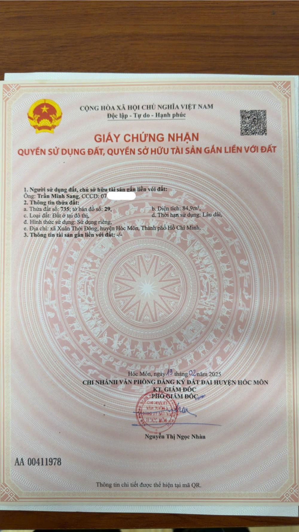 Đất chính chủ Hóc Môn 85m² sổ hồng riêng, gần chợ đầu mối, giá 3.65 tỷ