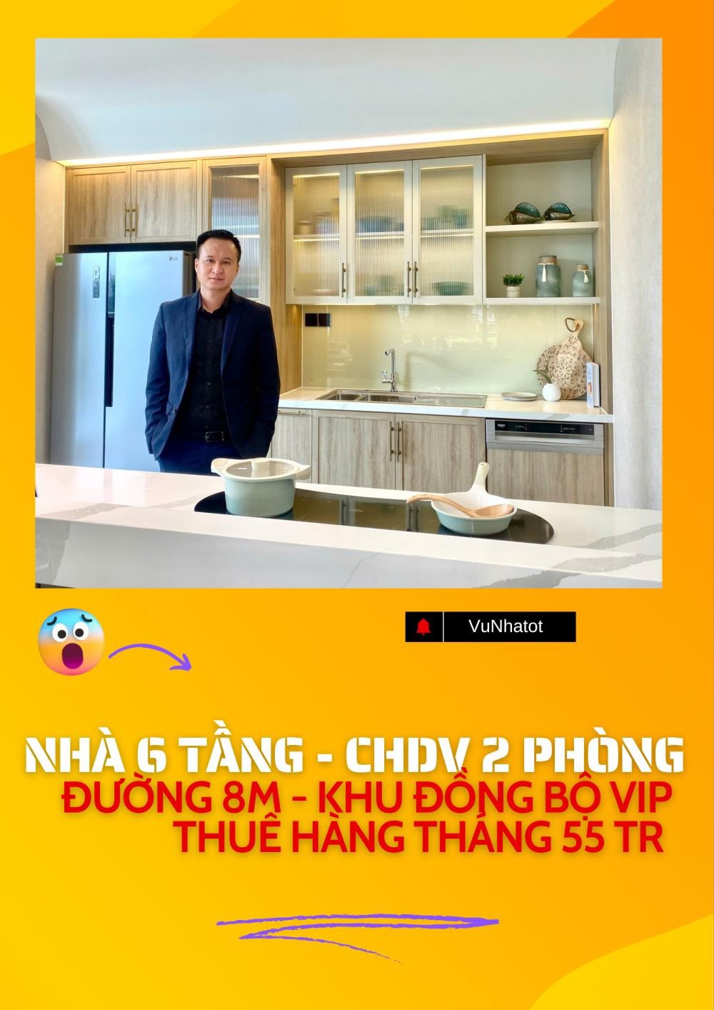 Nhà 6 Tầng 20 Phòng CHDV - Đường 8m - Lợi Nhuận 55 triệu/tháng