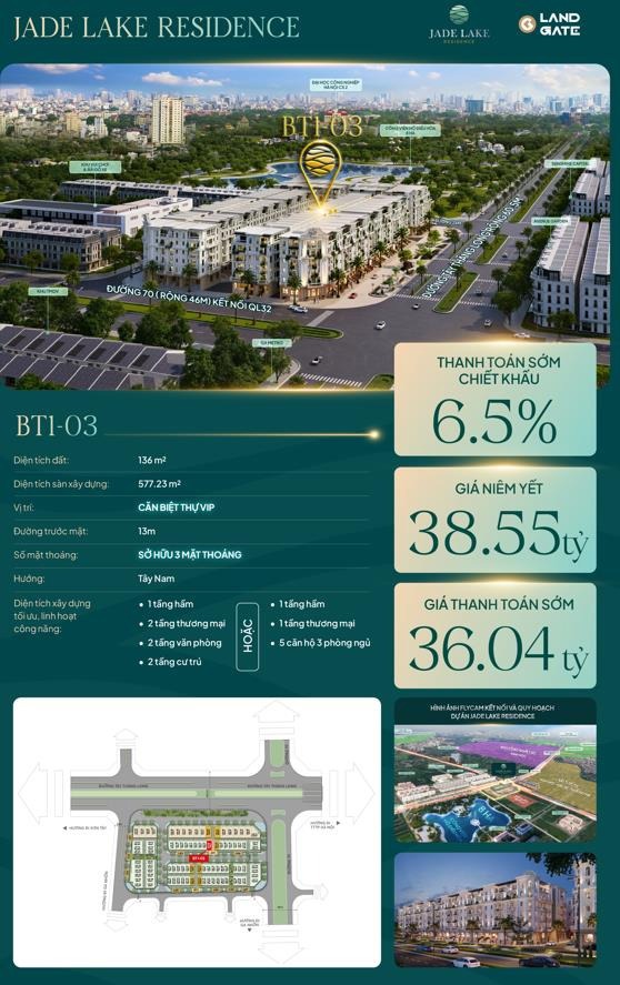 Bán Biệt Thự Tây Hồ - Jade Lake - 6 Phòng Ngủ - 50 Tỷ