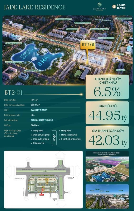 Bán Biệt Thự Tây Hồ - Jade Lake - 6 Phòng Ngủ - 50 Tỷ