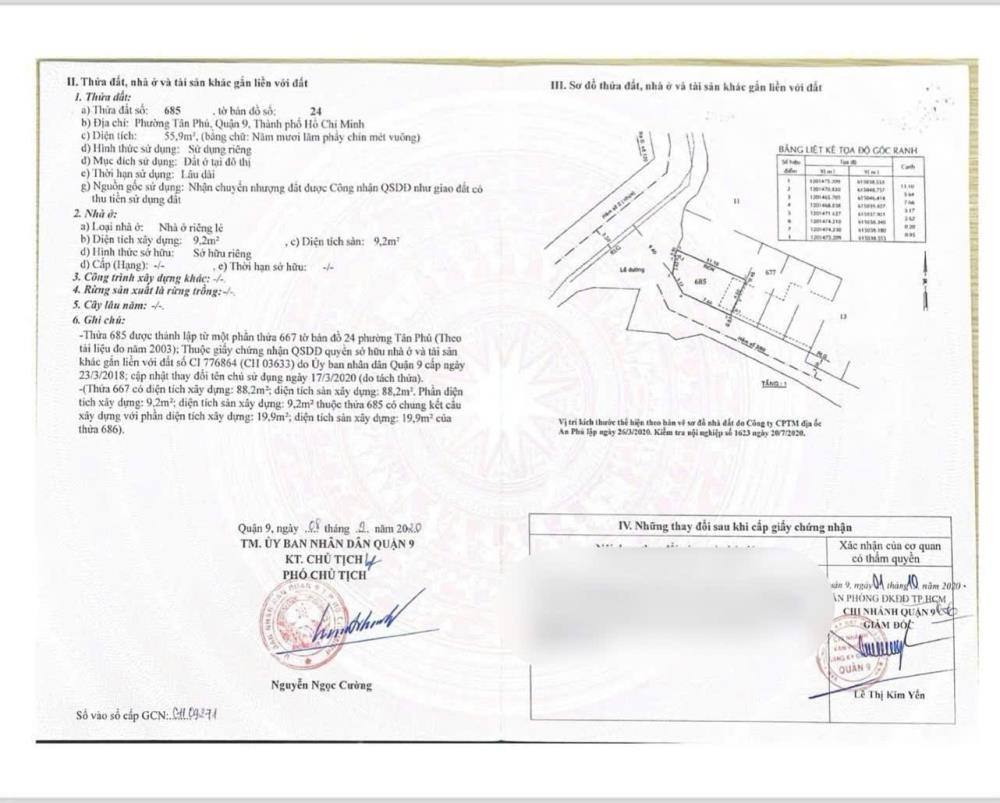 Chính chủ cần tiền bán gấp 2 lô đất full thổ cư, vị trí đẹp tại Tân Phú, Thủ Đức