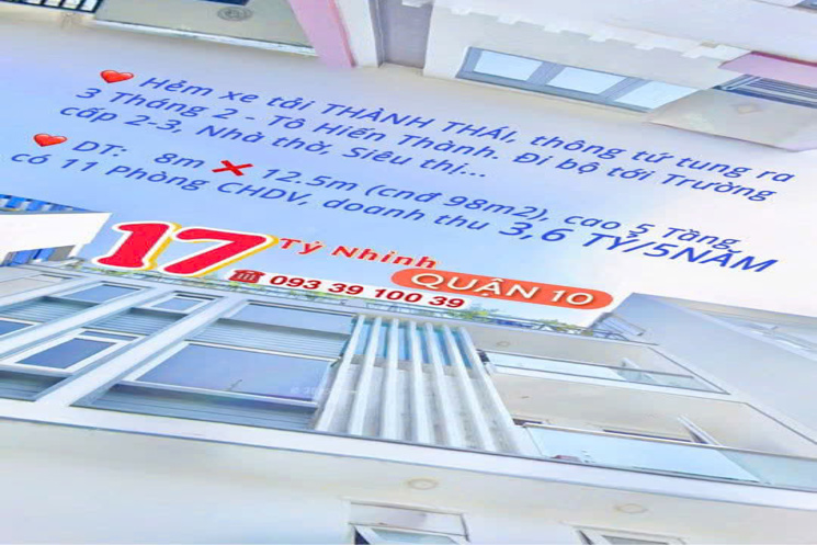 BÁN NHÀ KẾ Q1- Q3- Q4- Q10 - DOANH THU: 3.6 TỶ/5 NĂM- CAO 5 TẦNG HƠN 8 PHÒNG ĐỦ NỘI THẤT: tử 8 tỷ