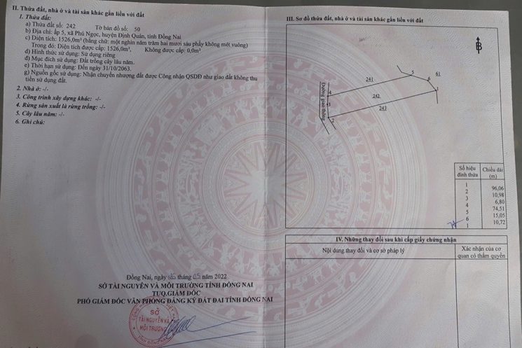 bán gấp 2600m đất phú ngọc định quán sổ riêng