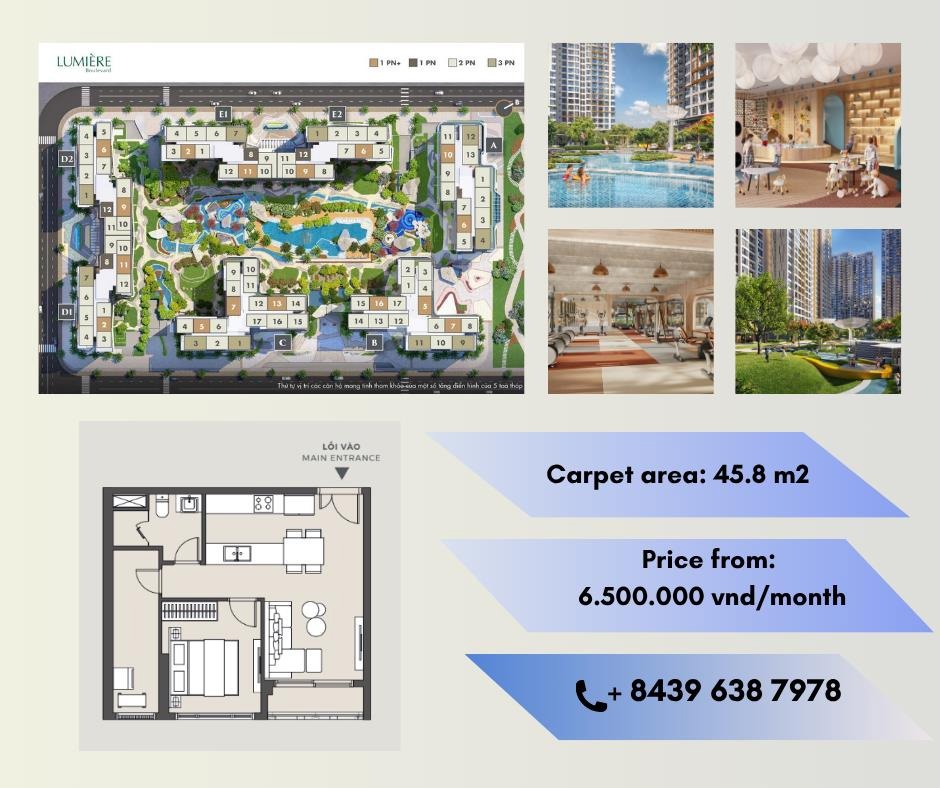 Cho Thuê Căn Hộ 1 Phòng Ngủ Vinhome Grand Park - Giá Từ 6.5 Triệu/Tháng
