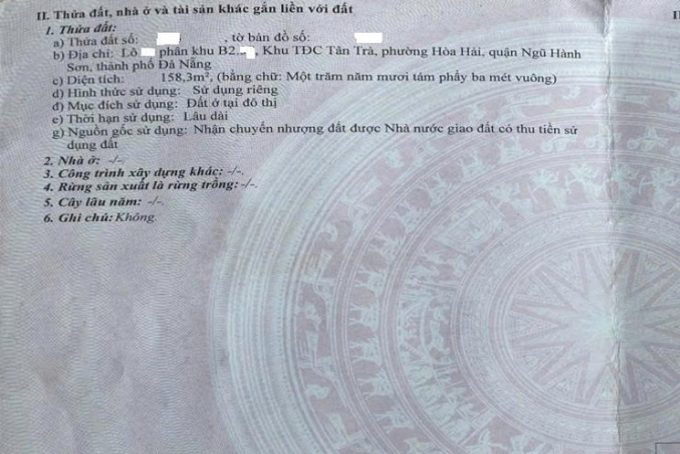 Bá.n Đất Góc 2MT đườngg 10m5 Bùi Quốc Khái, Q Ngũ Hành Sơn