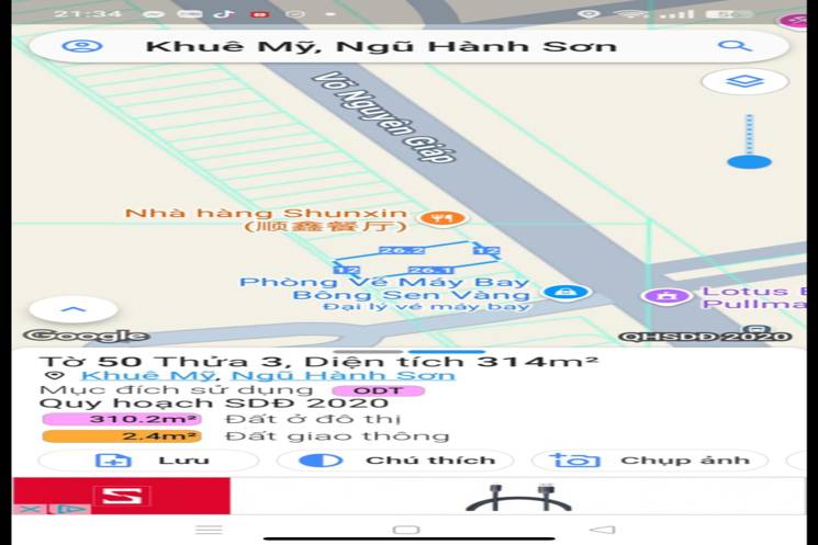 Cần bán gấp mặt tiền Võ Nguyên giáp diện tích 312m ngang 12m