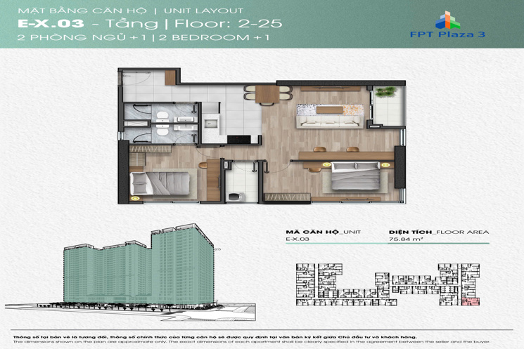 CĂN HỘ 2PN+ 1 TẠI PLAZA 3 – FPT CITY ĐÀ NẴNG