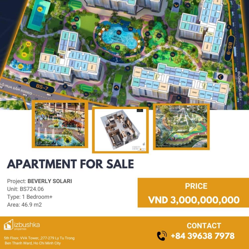 Chuyển nhượng Căn Hộ 1 Phòng Ngủ Beverly Solari - Vinhomes Grand Park | Giá Từ 3 Tỷ