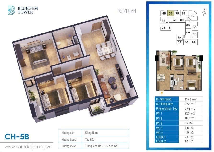 Căn Hộ Cao Cấp BlueGem Thanh Trì: 3PN View Đẹp, Giá Từ 6 Tỷ