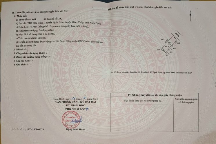 Đất nền Thị trấn Quất Lâm, Huyện Giao Thủy 1.6 tỷ – 100m² gần trường học, dân cư hiện hữu – Nguyễn