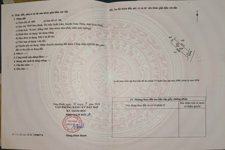 Bán đất 100m² tại Thị trấn Quất Lâm, Huyện Giao Thủy giá 1.55 tỷ – Gần biển, sổ đỏ riêng – Nguyễn