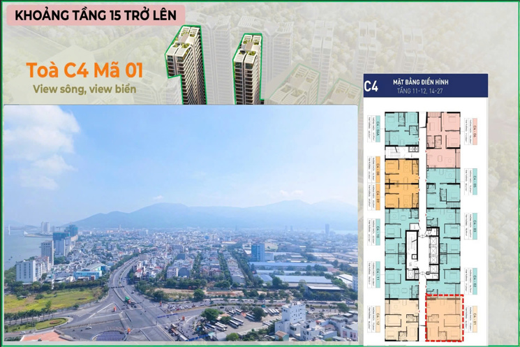 Căn hộ cao cấp ven sông Hàn, ngay trung tâm thành phố Đà nẵng, giá chỉ 8x triệu/m2