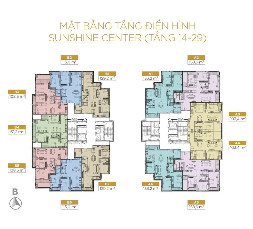 Cho Thuê Căn Góc 3PN Cao Cấp Sunshine Center 16 Phạm Hùng - Full Nội Thất