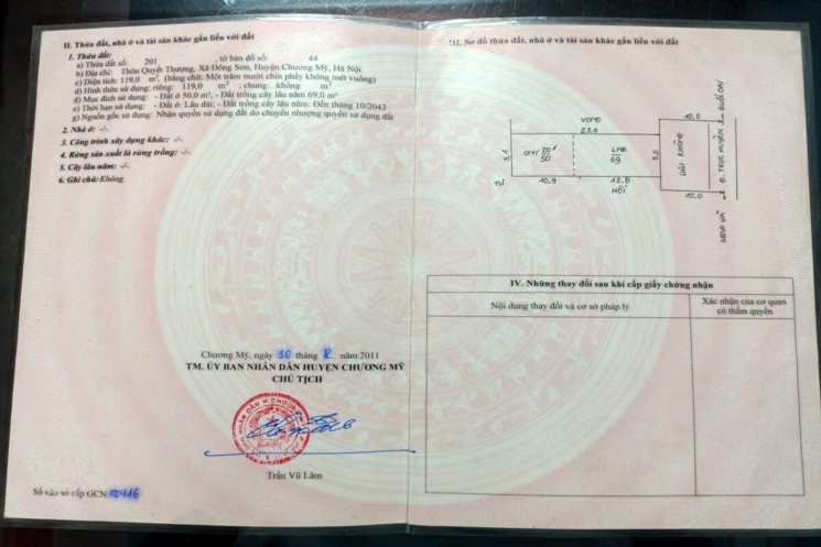 CHÍNH CHỦ CẦN BÁN LÔ ĐẤT 119M TẠI ĐÔNG SƠN-CHƯƠNG MỸ-HÀ NỘI