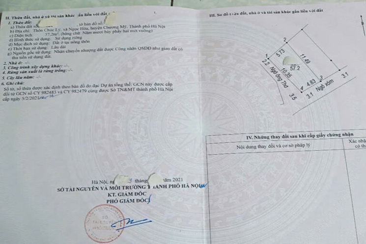 CHÍNH CHỦ CẦN BÁN LÔ ĐẤT 57,2M TẠI NGỌC HÒA-CHƯƠNG MỸ-HÀ NỘI