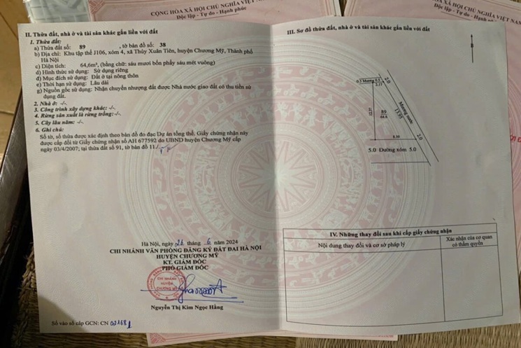 CHÍNH CHỦ CẦN BÁN LÔ ĐẤT 64,6M TẠI KHU TẬP THỂ J106 THỦY XUÂN TIÊN-CHƯƠNG MỸ-HÀ NỘI