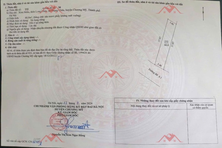 CHÍNH CHỦ CẦN BÁN LÔ ĐẤT 60M TRỤC KINH DOANH TẠI PHỤNG CHÂU-CHƯƠNG MỸ-HÀ NỘI