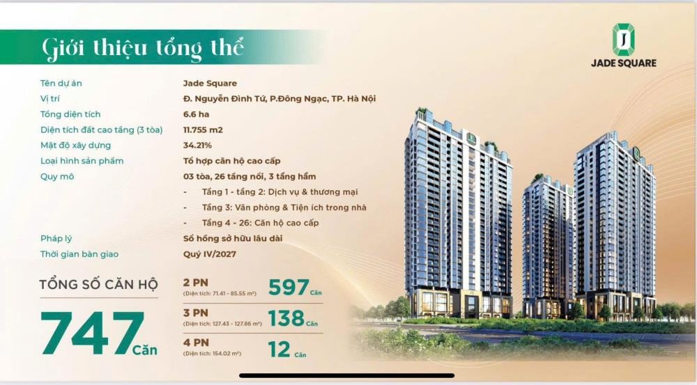 Jade Square: Căn hộ cao cấp Tây Hồ Tây - Đầu tư sinh lời, An cư lạc nghiệp