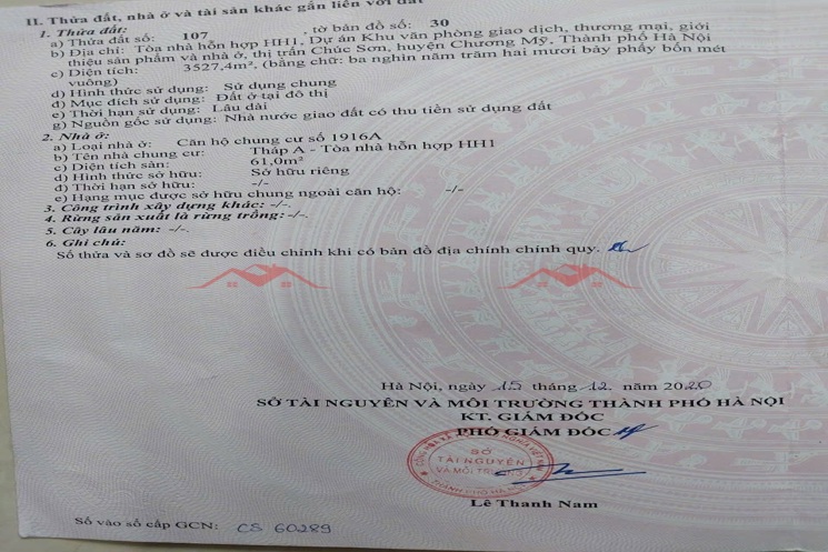 CHÍNH CHỦ BÁN CĂN HỘ CHUNG CƯ LỘC NINH 61M TẠI THỊ TRẤN CHÚC SƠN-CHƯƠNG MỸ-HÀ NỘI