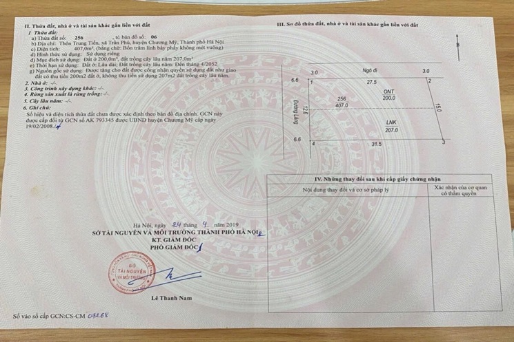 CHÍNH CHỦ BÁN LÔ ĐẤT ĐẸP 407M TẠI TRẦN PHÚ-CHƯƠNG MỸ-HÀ NỘI