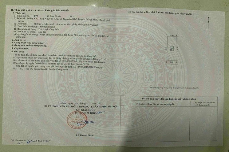 ✅ Bán đất đấu giá X5 Nguyên Khê Đông Anh - 88m - Mặt đường 15m