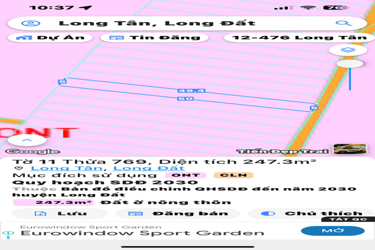 Nhanh tay vẹo lựa mặt tiền đường nhựa long Tân (🍀giá chỉ hơn 500tr)