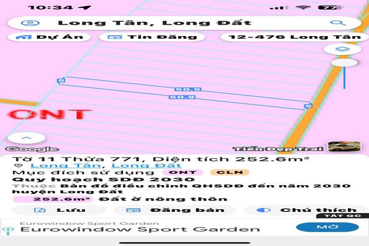 Nhanh tay vẹo lựa mặt tiền đường nhựa long Tân (🍀giá chỉ hơn 500tr)