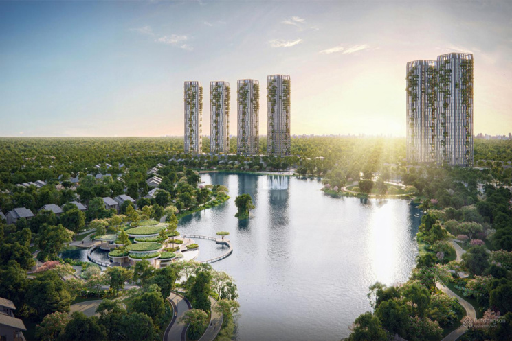 Căn hộ 2Pn Eco Retreat hướng Đông Nam view biệt thự đảo & trực diện quảng trường ko chênh